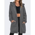 thumbnail image 4 of Sudadera con Capucha y Cremallera para Mujer, Estilo Oversize, de Forro , Larga, Informal, para Otoño, con Bolsillo Gris Oscuro S, 4 of 9