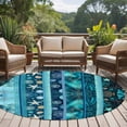 thumbnail image 4 of Teal Blue Starfish Coastal Round Area Rug 8Ft Washable Large Circle Rugs for Living Room Dorm, Nautical Coral Shell Ocean Summer Non-Slip Carpet Floor Mats Indoor Outdoor Carpet Runner Home Decor, 4 of 8