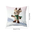 thumbnail image 3 of Beautynvta Christmas Pillow Cover, 18x18 Inch, Winter Reindeer Pattern Decorative Throw Pillow Case, Soft Fabric Holiday Cushion Cover for Sofa Coush Bed Home Decor, 3 of 6