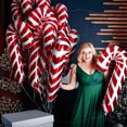 thumbnail image 5 of 10 piezas de bastón de Navidad inflable de 18 pulgadas, globos de papel de aluminio de caramelo, bastón grande rojo y rosa para decoraciones de Navidad y Año Nuevo, suministros 2024 Navid, 5 of 5