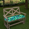 thumbnail image 2 of Magpie Fabrics Indoor Outdoor Bench Cushion 45"x18", Non-Slip Tufted Long Seat Pads, Patio Loveseat Cushion for Window, Garden, Swing, Settee - Green Lagoon Leaves, 2 of 14