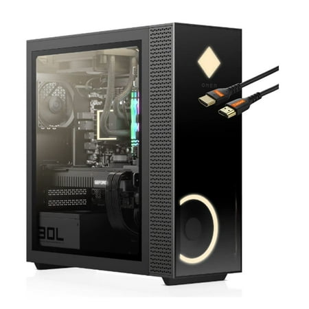 HP OMEN Gaming Desktop AMD Ryzen 7 5800X 16GB HyperX Memory NVIDIA GeForce RTX 3080 1TB SSD Jet Black Liquid Cooling, RGB Lighting with HDMI Cable,Windows 11