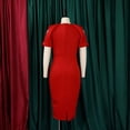 thumbnail image 4 of AURA Plus Size High Waist Pencil Midi Dress Short Sleeve Solid Color Summer Office Commuter Dress, 4 of 9