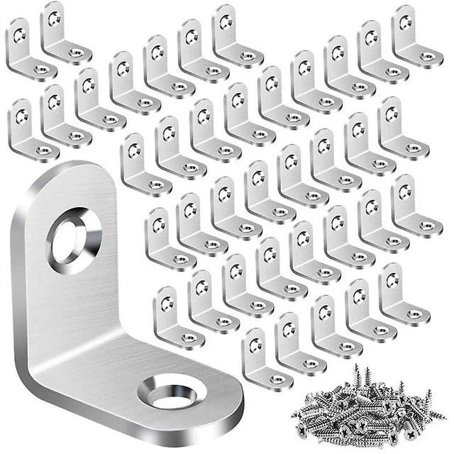 Esquina de soporte en l de 40 piezas con tornillos de 80 piezas, soporte de esquina, sujetador de soporte de ángulo para gabinete de marco de cama de muebles de madera