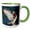 Green/White, variant on 3drose, Usa, Washington State, Sammamish. Male Mallard Duck Flapping Wings, 11oz Two-tone Black Mug