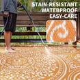 thumbnail image 7 of Hasoo 8' x 10' Orange/White Outdoor Rug for Patio Decor Waterproof Plastic Straw Modern Geometric Carpet PP Tube Woven Portable Camping Mat for Picnic Balcony, 7 of 7