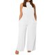 thumbnail image 1 of Monos informales para mujer tallas grandes: mono holgado sin mangas de color liso con bolsillos, pantalones anchos largos, mezcla de materiales, M-XXXL, 1 of 5