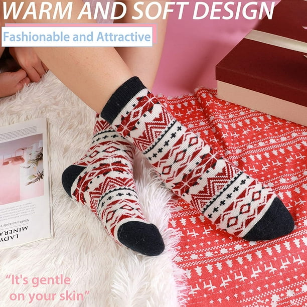 FFIY Wool Socks for Women Merino Hiking Warm Thick Winter Boot Crew Thermal  Cozy Cabin Work Soft Ladies Socks 5 Pairs