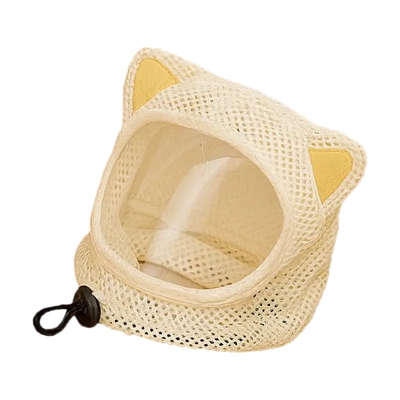 Breathable Meshes Cats Head Cover with Regulable Belt Lovely Cats Ear for Anti Licking Anti Scratch Protecting