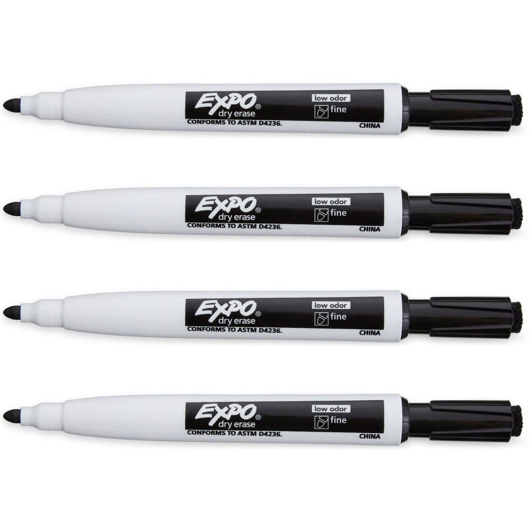 Dry Erase Markers - New 5 Pack - Magnetic Whiteboard Markers with Attached Erasers - Low Odor, Black