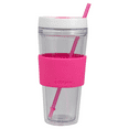 thumbnail image 3 of 4 Pack COOL GEAR 24 oz Callisto Clear Chiller with Straw and Band | Dual Function Closure Colored Re-Usable Tumbler Water Bottle, 3 of 8