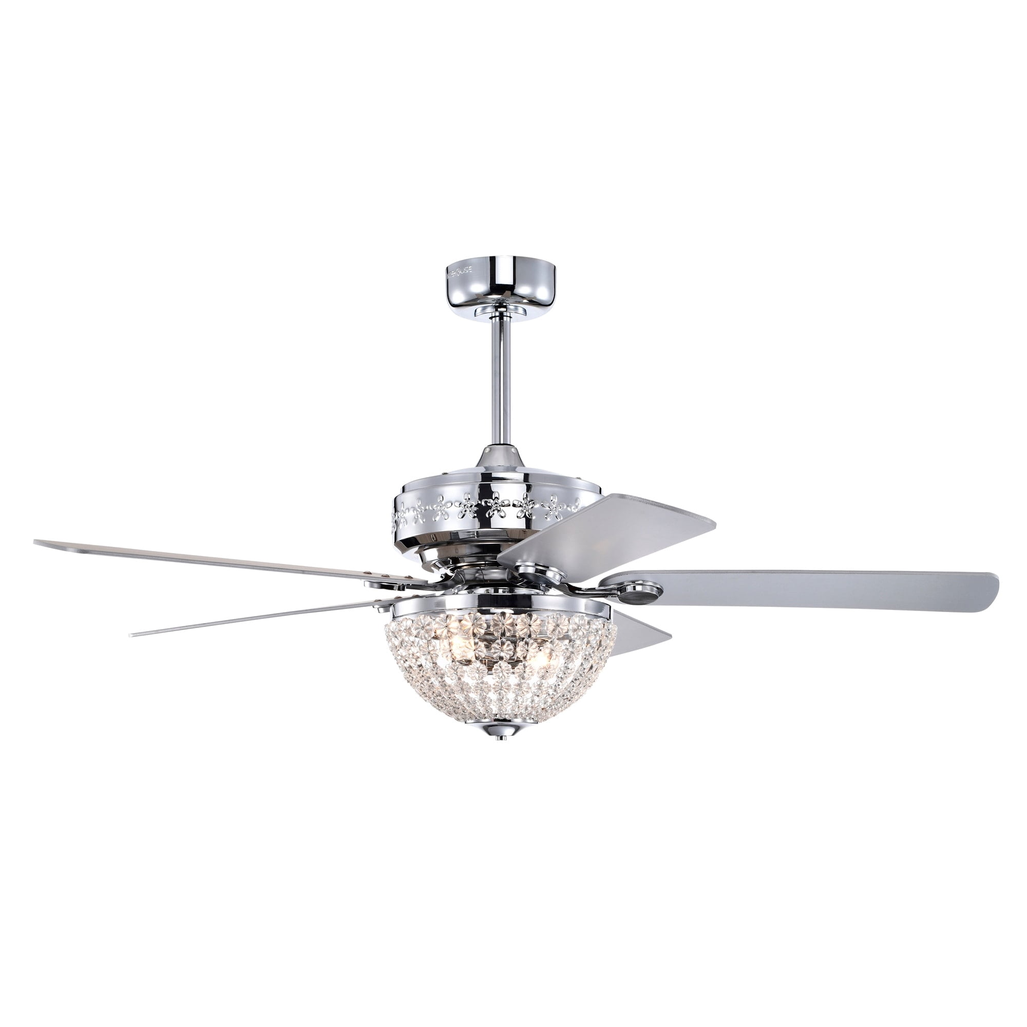 Warehouse of Tiffany AW01W03CR Itzel 52 in. 2-Light Indoor Chrome Finish Ceiling Fan Chandelier with Light Kit