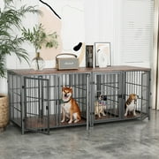 BingoPaw Large Metal Dog Crate Furniture with Divider, DIY Combinational and 4 Doors for Small Medium Dogs