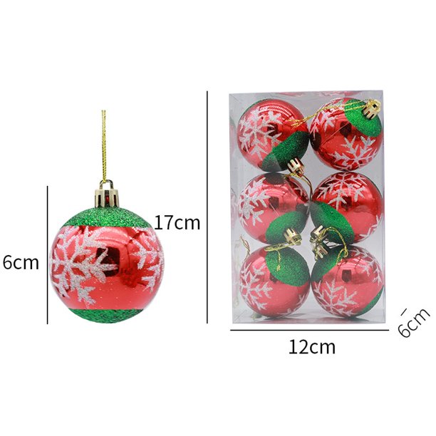 Bolas de adornos navideños, bolas de Navidad coloridas pintadas a mano,regalos de calcetín temático navideño para fiesta del festival del ár(D)(6 piezas)
