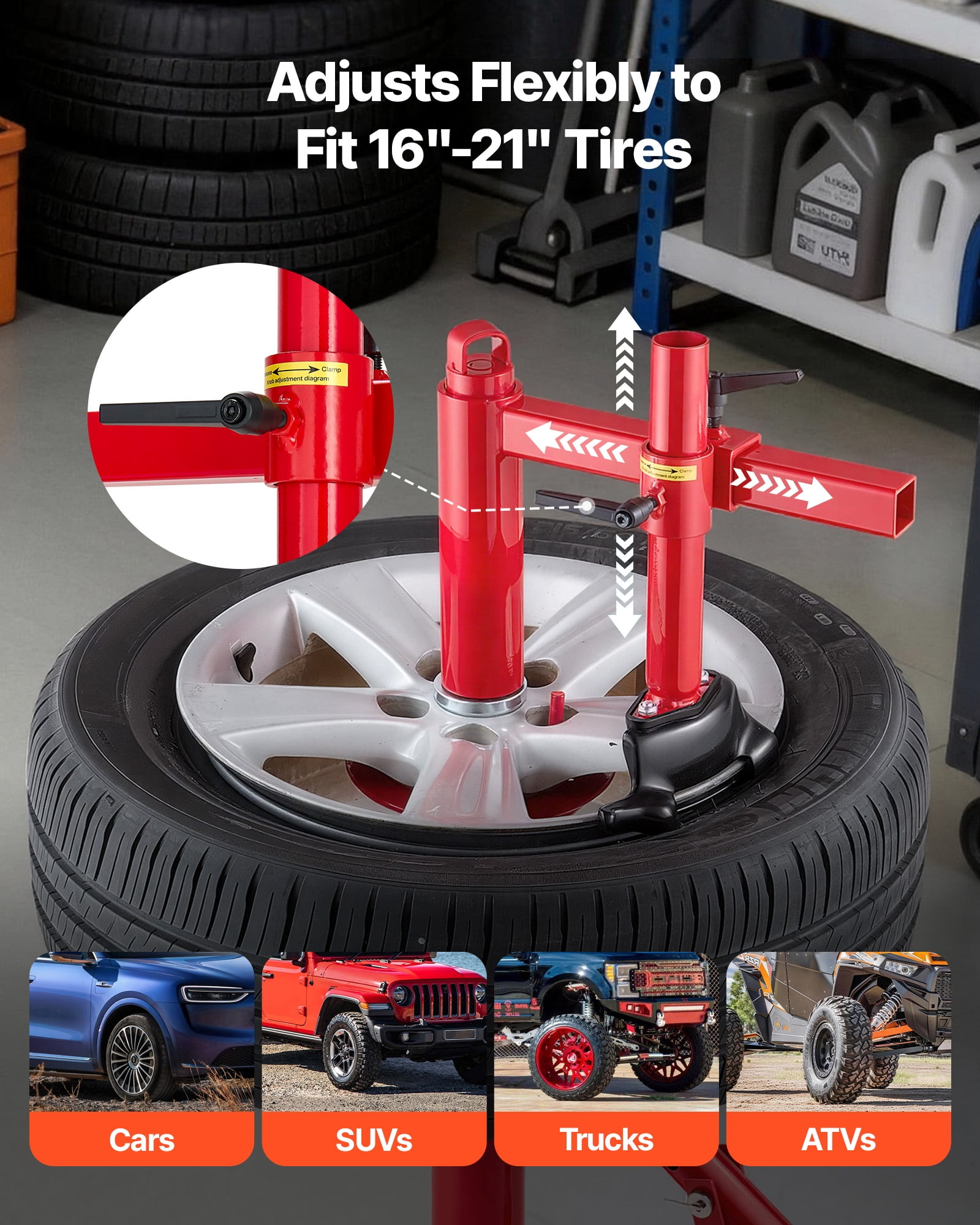 VEVOR Manual Tire Changer Duck Head Kit with Silver Cone, Fit for 16"-21" Wheels, Heavy Duty Manual Tire Changer Duck Head Adapter Kit, Mounting and Demounting Tool for Most Cars, SUVs, Trucks, ATVs