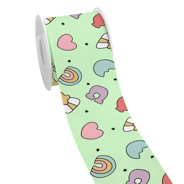 Saint Patrick's Day Theme Four Leaf Clover Design Printed Grosgrain Satin Ribbon for Gift Wrapping Hair Bow 50 Yards Jiayi
