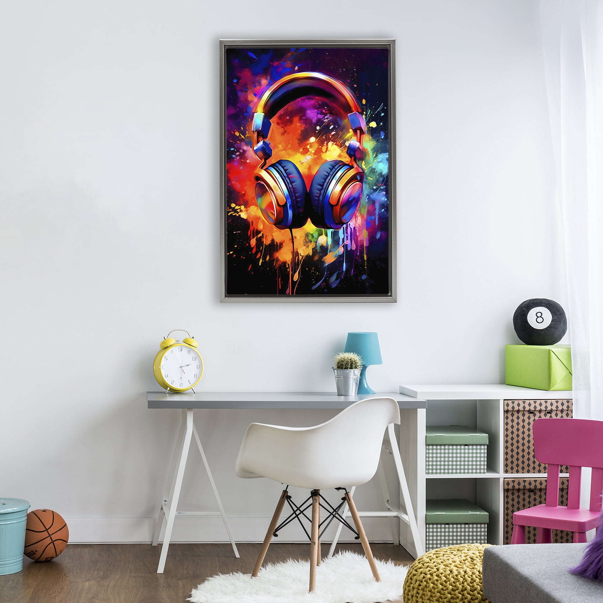 Stupell Industries Musical Color Pop Splash Gray Framed Floater Canvas Wall Art, design by Creative Studio