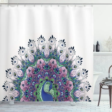 Ambesonne Colorful Shower Curtain, Exotic Wild Peacock, 69"Wx70"L, Violet Blue Green Pink