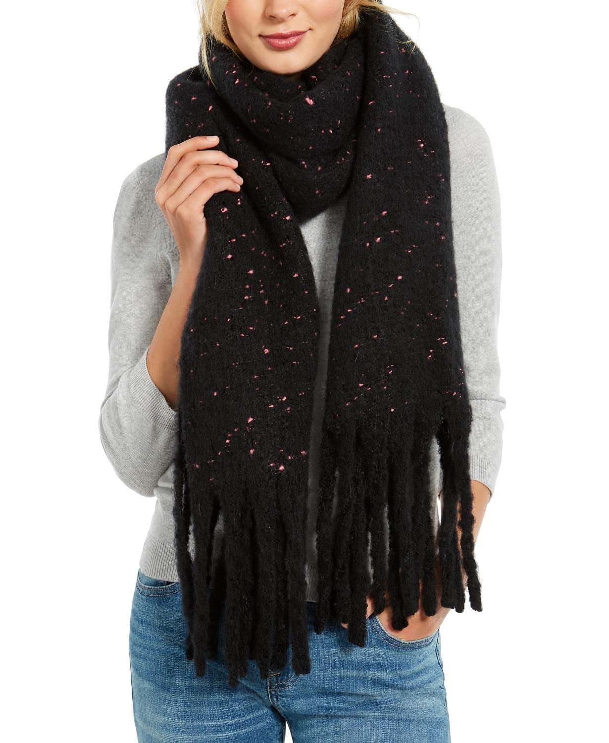 Photo 1 of DKNY Neon Speckled Scarf Black with Pink Speck NWT