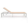 thumbnail image 6 of LeisureMod Outdoor Chaise Lounge Chair with a Square Fire Pit Table in Powder-Coated White Sling Fabric Seat Adjustable Reclining Positions for Backyard Marlin Collection Set of 2 in Light Brown, 6 of 21