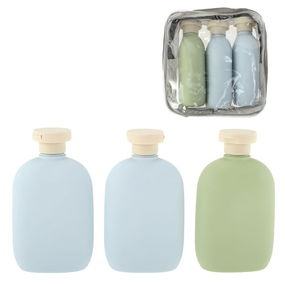 Unique Bargains 3 Pcs Travel Container Set Refillable Flip Cap Travel Bottles Set 260ml Blue Green