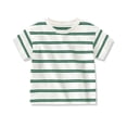 thumbnail image 5 of FSYBOA Boys Cotton T-shirts, Stripe Shorts Sleeve Crew Neck Kids Tees Summer Tops Green Size 1-2 T, 5 of 5
