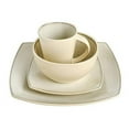 Gibson Modern Stoneware 16Piece Elegant Dinnerware Set Soho Lounge Square, Speckled Taupe