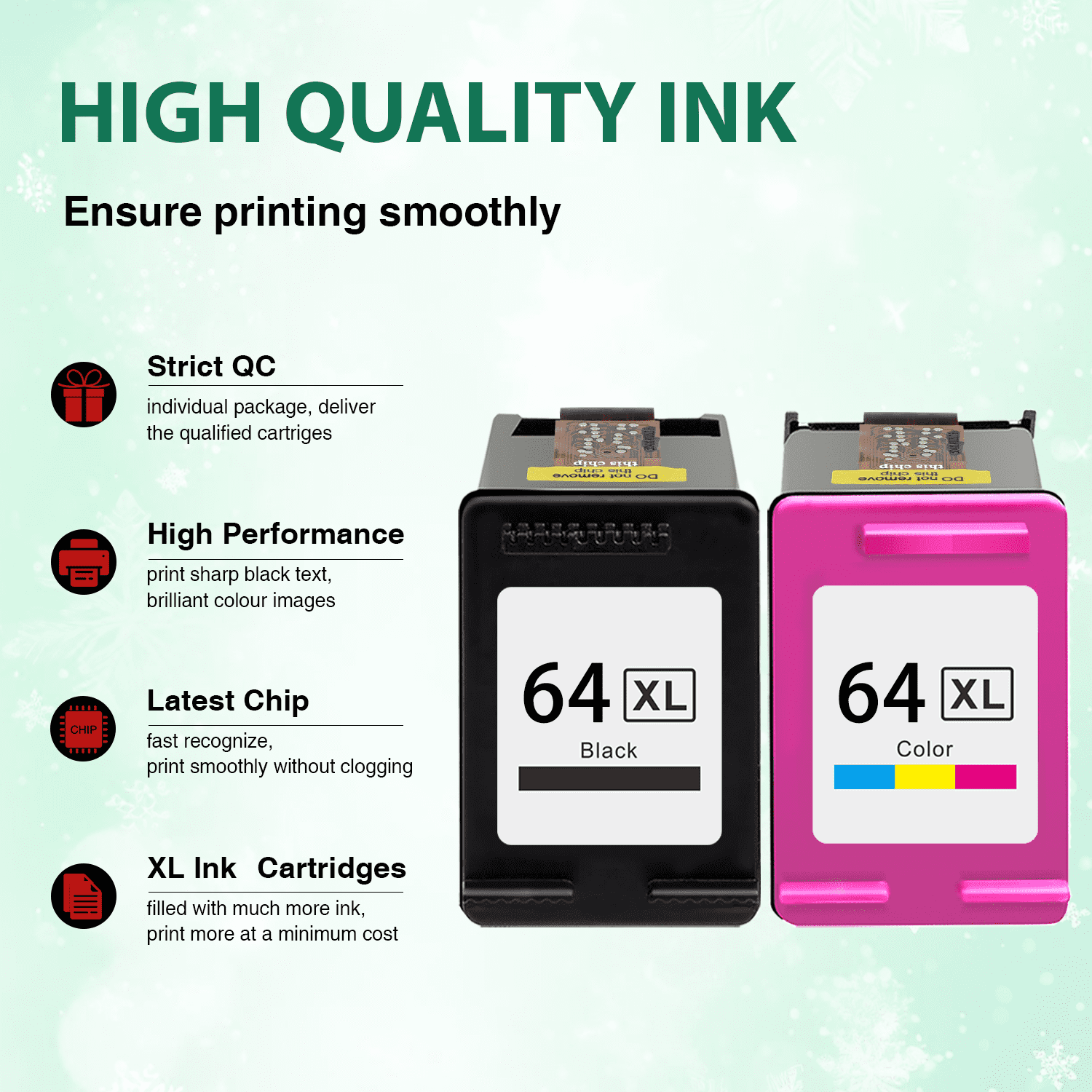 64 Ink Cartridges Compatible for HP 64XL Ink Cartridges Combo for Printer Ink 64 for Envy Photo 7855 7858 7155 6252 7800 7100 7255e 7955e 7958e 7900e (Black, Color)