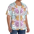 thumbnail image 2 of Fuzoiu Donuts and Coffee Print Men's Casual Short,Men's Short Sleeve Shirt,Mens Casual Button Down Shirts,Cuban Collar Summer Shirt for Beach, Vacation, and Outdoor Activities-3X-Large, 2 of 5