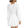 thumbnail image 4 of qolati Women's Wrap V Neck Dress 2023 Long Sleeve Tie Waist Ruffle Hem Cocktail Dress Elegant Wedding Guest Party Swing Mini Dresses, 4 of 6