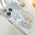 thumbnail image 6 of Compatible with iPhone Case,Luxury Crystal Clear Cute Bling Butterfly Wristband Strap Bracelet Chain Transparent Soft Shockproof Cover Phone Case (White,iPhone 14 Pro), 6 of 12