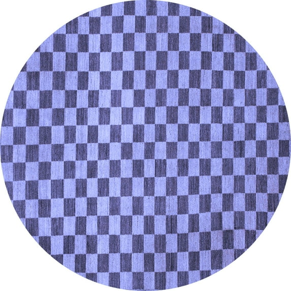 Ahgly Company Indoor Round Checkered Blue Modern Area Rugs, 5' Round