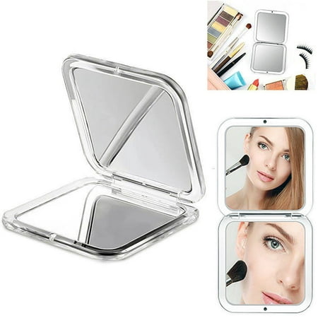 1 Double Sided Folding Mirror Compact Magnifying Travel Cosmetic Makeup