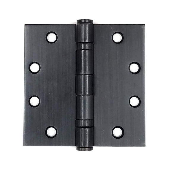 4.5 Inch Square - Oil Rubbed Bronze Commercial Door Hinges Ball Bearing - 2 Pack - Non-Removable Pin