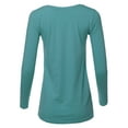 thumbnail image 3 of A2Y Women's Basic Solid Soft Cotton Long Sleeve V-neck Top T-shirt Dusty Teal 2XL, 3 of 3
