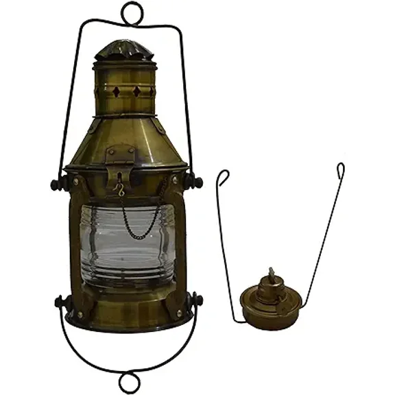 Handmade Vintage Style Oil Lantern Maritime Ship Oil Lamp Lighting Hanging Lantern Indoor & Outdoor Dark Path Lightng Anchient Historical Lantern