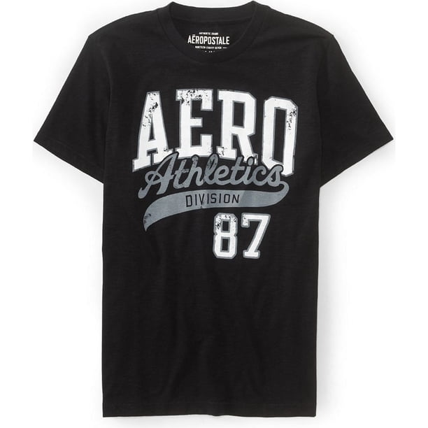 Camiseta gráfica Aeropostale Aero Athletics Puff Paint para hombre color negro XXL