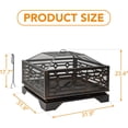 thumbnail image 5 of Outdoor Fire Pit, 32 Inch Wood Burning Firepit for Outside with Mesh Cover & Fire Poker, Large Square Metal Fireplace for Patio, Backyard, Garden, Bonfire Party, 5 of 6