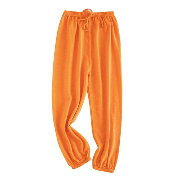 REDARER Girls Pants,Toddler Kids Baby Girls Boys Soild Elastic Basic Harem Long Pants Bloomers Casual Joggers Sports Dance Pants Girls' Fashion Pants(Orange,10-12 Years)
