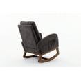 thumbnail image 4 of Modern Fabric Rocking Chair with Padded Seat, Solid Wood Frame Rocking Chair with Armrest and Side Storage Pocket, Suitable for Bedroom, Living Room and Lounge Room, Grey, 4 of 7