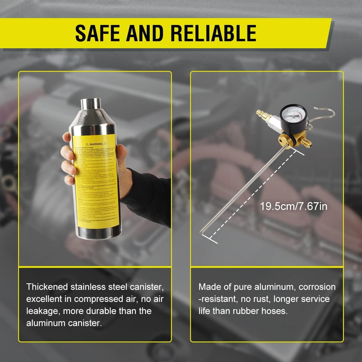 DUOYI AC Flush Kit, Thickened Stainless Steel Canister, Automotive Home HVAC Flush Tool for R134A R12 R22 R404 R410A