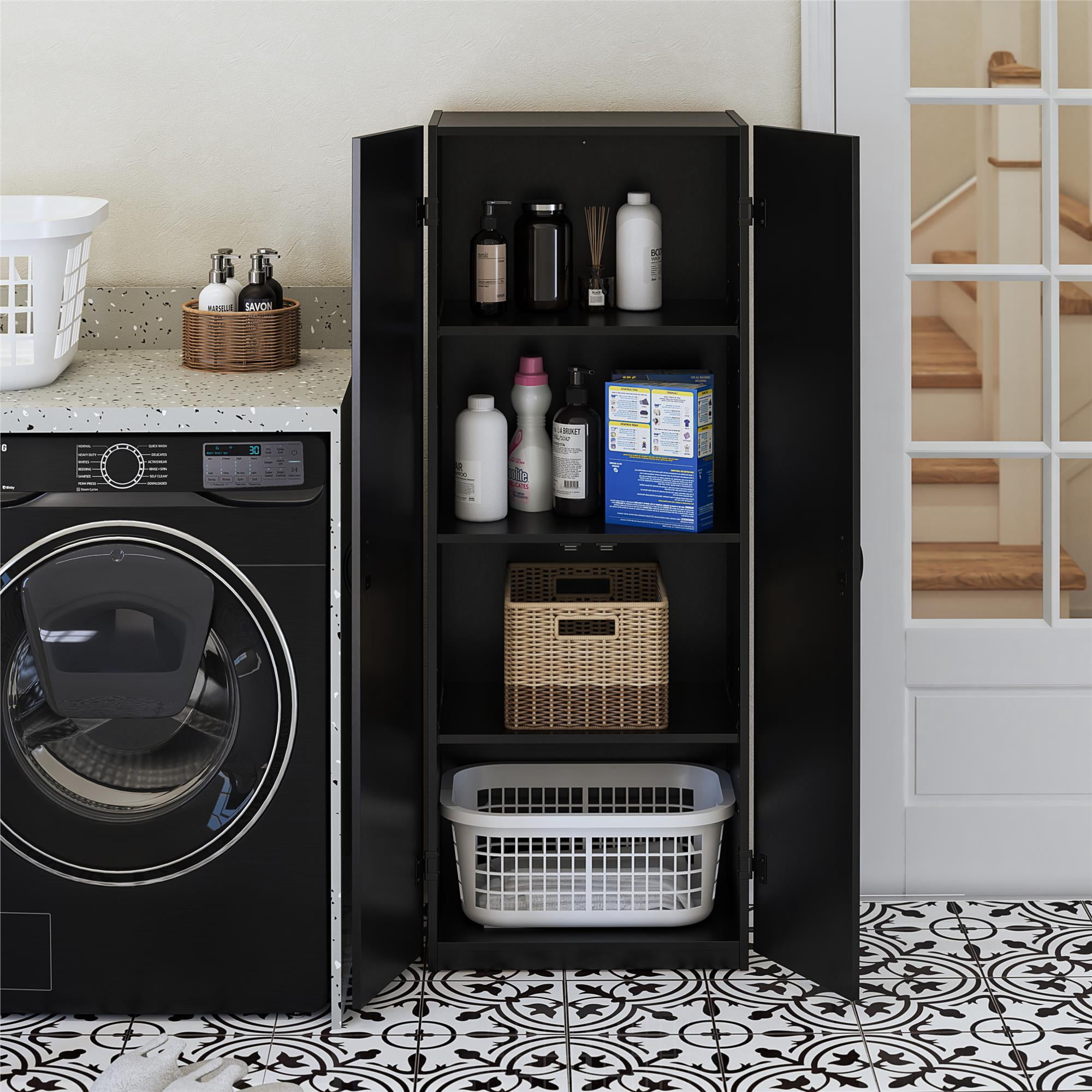 Mainstays 60" 2 Door Storage Cabinet, Black