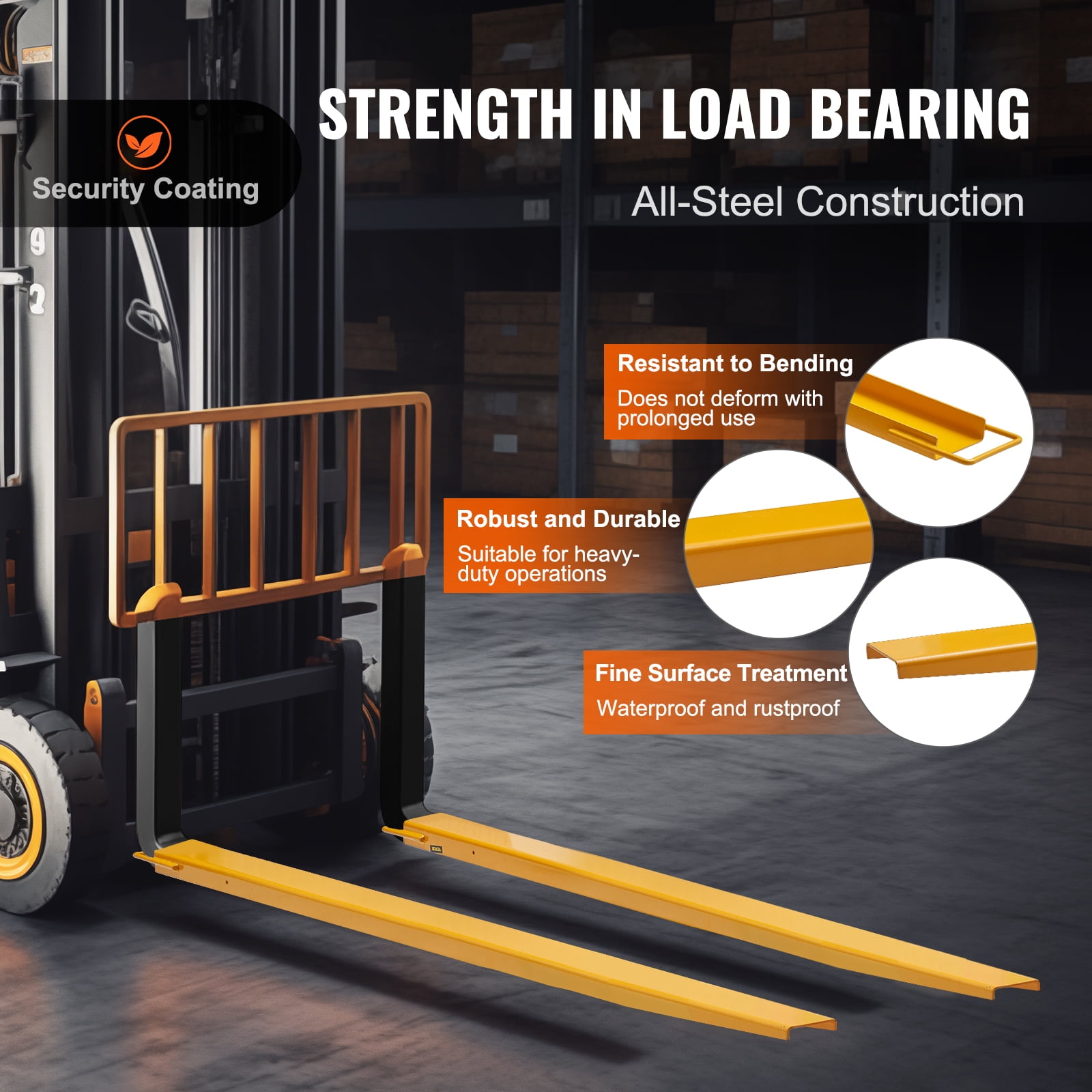 KFFKFF Pallet Fork Extensions Forklift Extensions 84" x 4.5" Heavy Duty Steel