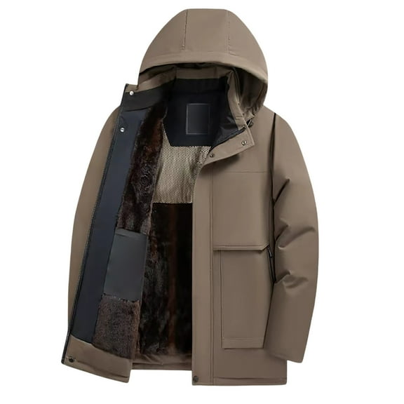 Men's Lined Thickened Outdoor Casual Style Hooded Coat For Autumn And Winter