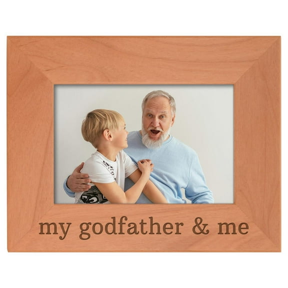 ThisWear Godfather Gifts for Godfather and Me Natural Wood Engraved 4x6 Landscape Picture Frame Wood