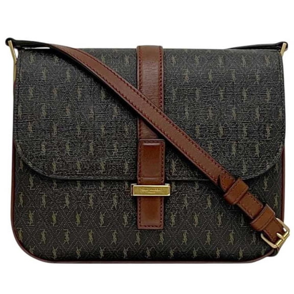 Pre-Owned Saint Laurent Shoulder Bag Satchel f-25341 Dark Brown Monogram GAB 568604 0721 PVC...