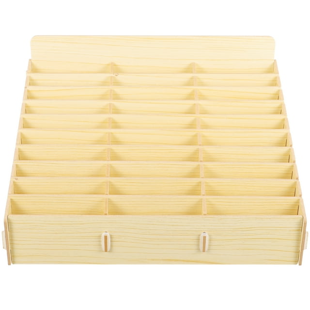 Organizador de escritorio de madera con 30 compartimentos para guardar diversos artículos en casa o en la oficina.