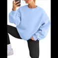 thumbnail image 3 of Sudadera con Capucha de Gran Tamaño para Mujer, Suéteres de Larga con Cuello Redondo de , Conjuntos Cómodos de Moda de Otoño. Azul XL, 3 of 9