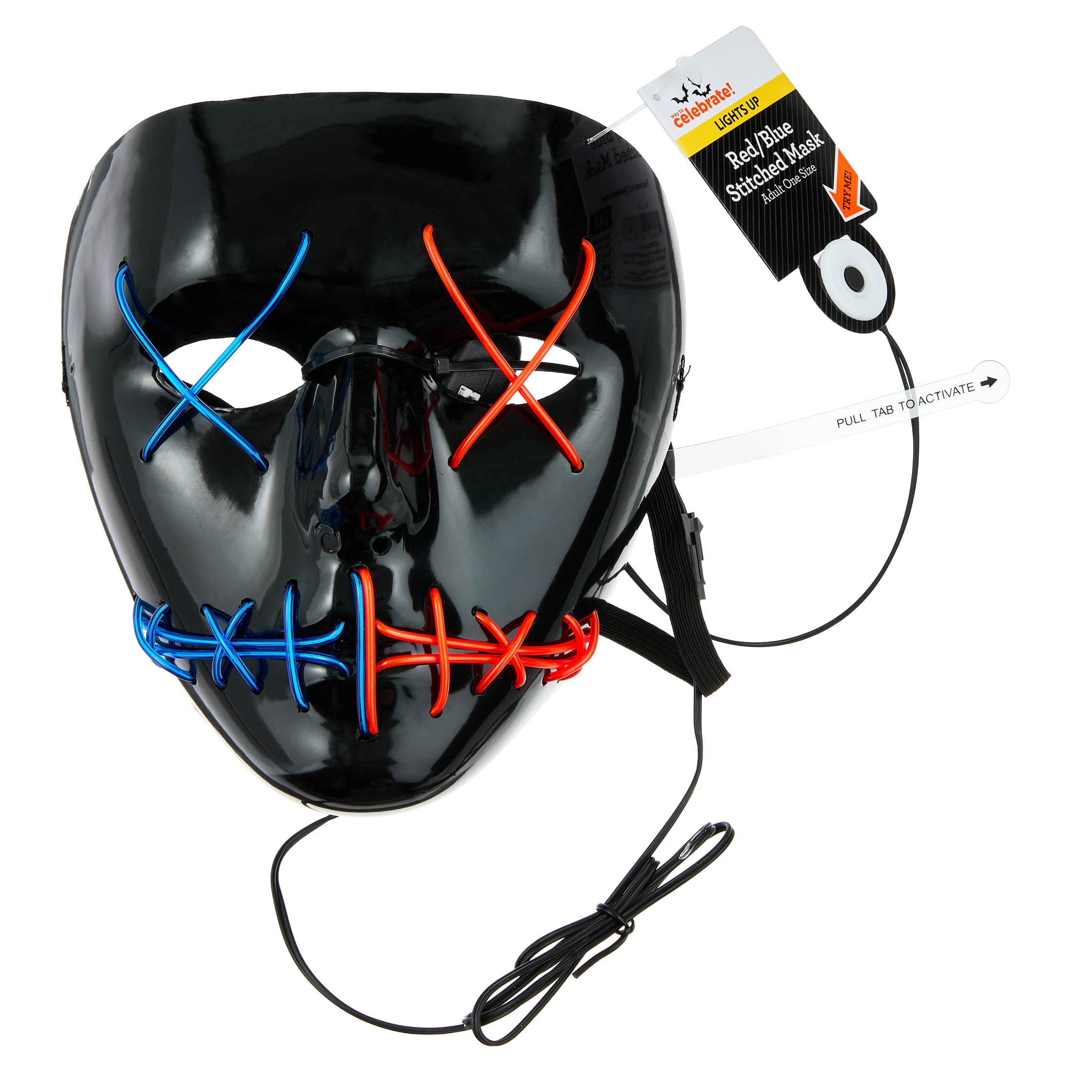 Light-Up Stitched Mask Costume Accessory for Adults, Red and Blue, Halloween by Way To Celebrate