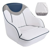 NORTHCAPTAIN P3 Pontoon Boat Seat Captain Bucket Seat with Boat Seat Cover,White/Grey/Pacific Blue